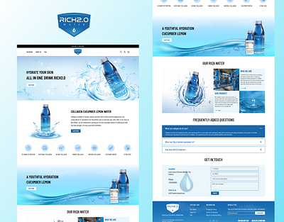 Rich2.0 Water Website Design 2.0 branding design graphic design landing page rich water typography ui ux water website layout