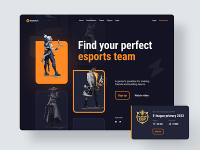 Esports Landing Page clean design esports gamers gaming homepage interface landing page minimal modern product design site sports typography ui uidesign ux web webdesign website