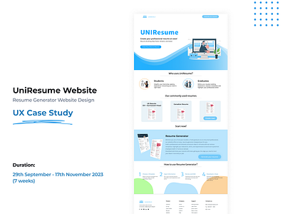 Case Study: UniResume website design case case study design generator internship responsive resume study ui uniresume ux website