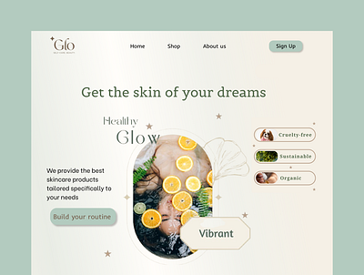 Glo skincare website homepage skincare skincare brand skincare website ui ui design uiux user experience user interface user interface design ux web web design website website design