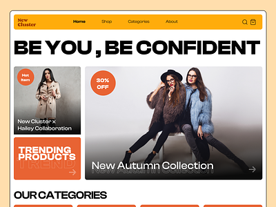 New Cluster - Fashion Commerce Landing Page branding e commerce fashion fashion commerce graphic design landing page ui ux design website