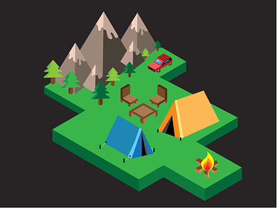 Isometric Camping Tent adobe illustrator camping digital art digital illustration flat flat illustration flat style illustration isometric isometric camp isometric design isometric scene