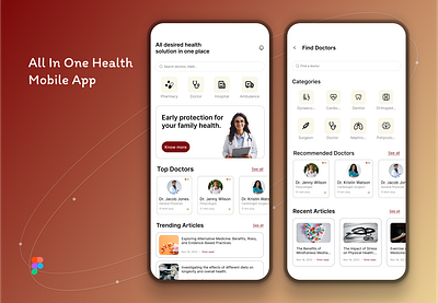 All In One Health Mobile App app ui design figma health mobile ui ui uiux visual design