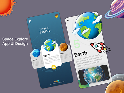 Space Explore App UI Design app app design app ui branding design graphic design illustration logo poster design ui ui ux app ux vector