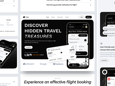 Tiego - Flight Booking Landing Page booking booking website design flight booking flight search home page home website landing page landing website plane app product design schedule schedule website ticket booking ticketing ui ui design uiux web design website