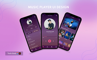 Music Player UI Design app design figma mobile app mockup music music app music ui ui ux