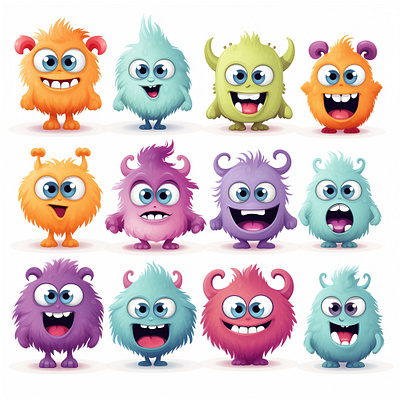 cute cartoon monsters illustration vector