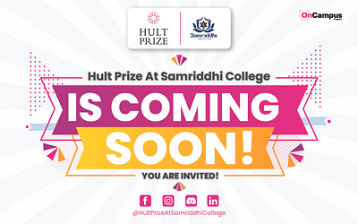 Thank you Hult Prize Samriddhi College for this opportunity. 3d animation banner branding coming soon design graphic design hult logo motion graphics post prize ui