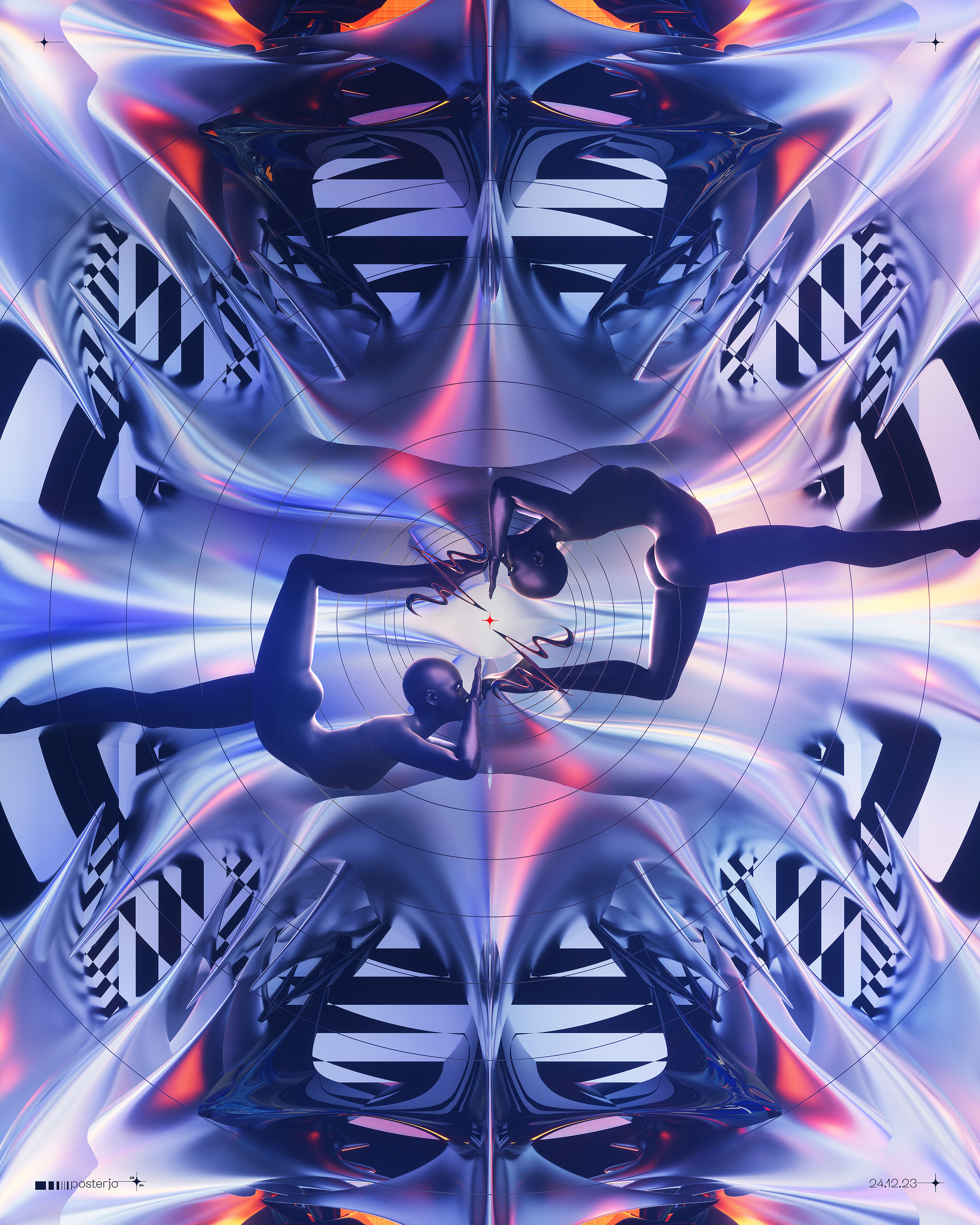 Weightless - 24.12.23 3d blender chromatic chrome chrometype digital art joan sterjo joansterjo neue gothic poster posterjo