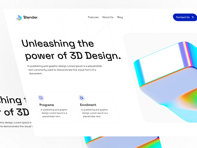 Blender - Web Header UI 3d animation branding design figma figmadesign graphic design logo motion graphics splash screen ui
