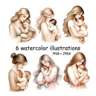 Mom and baby clipart watercolor baby shower clipart branding graphic design logo motion graphics