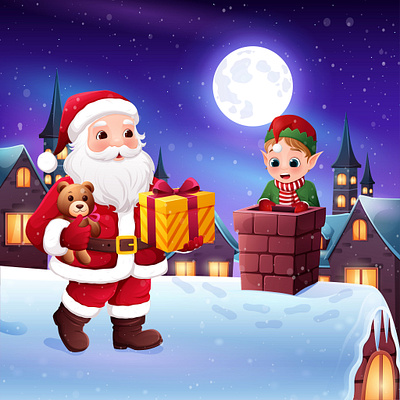 Merry Christmas 🎄 christmas christmas eve design digital art elf gift graphic design holiday illustration merry christmas santa vector winter