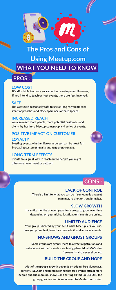 Meetup Pros and Cons Infographic infographic