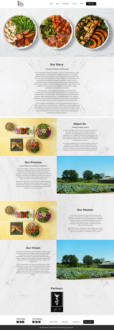 The Social Vegan - Restaurant Website landing page restaurant website website wix wix website