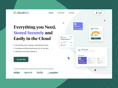 CloudSafe - Cloud Storage Landing Page cloud cloud storage dashboard design design agency dribbble design dribble shot free landing page landing page new landing page storage storage dashboard storage landing page top 10 webflow design agency webflow webflow agency webflow design agency webflow development website free template wegems webflow design agency