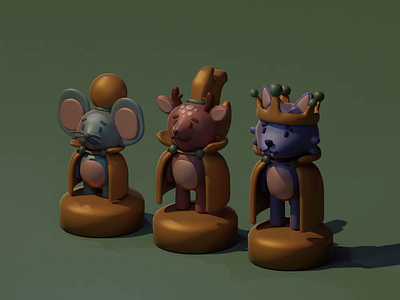 3D Modeling - Forest chess 3d 3d art 3d model 3d render animation app blender branding cheess deer design graphic design illustration logo mouse ui wolf