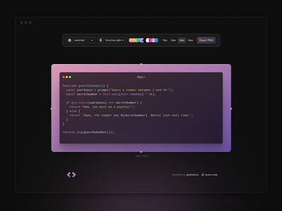 Code to image (web app) code code editor development editor programming react web app web design