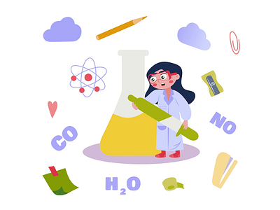 Lab 2d animation biology chemical chemistry classroom design exploration flat illustration lab learning man molecules motion reactions science study woman