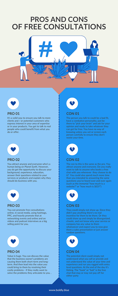 Pros and Cons of Free Consultations Infographic illustration infographic