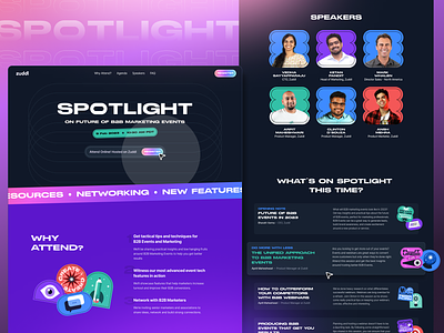 Zuddl Spotlight - User Conference | Identity & Web Design branding conference event gradient graphic design illustration interaction motion graphics stickers ui