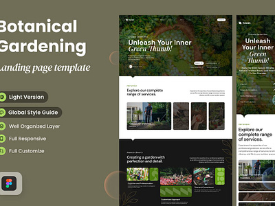 Botanical Garden Landing Page botanical garden botanical garden app botanical garden website design kit ecology garden landing page organic saas landing ui kit web design mockup website design website template