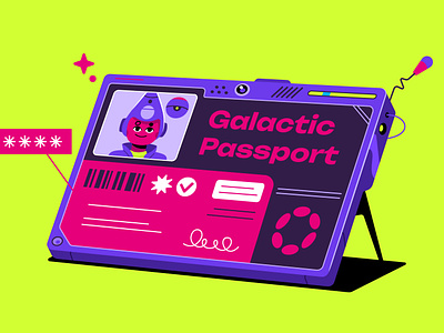 Polkadot Galactic Passport account art cartoon character design illustration interface passport polkadot scifi signup tech vector