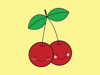 Red Cherry adobe illustrator adorable adorable fruit bright cheerful cherry colourful cute cute fruit digital art digital illustration food food art happy fruit illustration kawaii kawaii food kawaii fruit red cherry vector