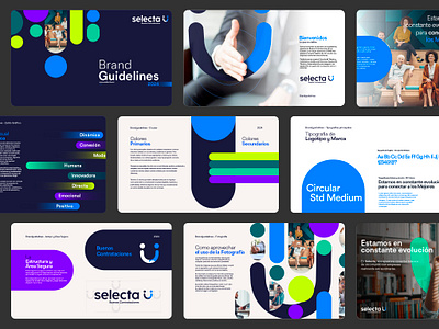 Selecta - Buenas Contrataciones blue brand identity brandguideline branding colorful colorpalette design job logo pattern typography