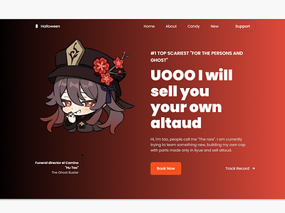 Hutao/Genshin Impact landing page haloween :) design figma icon ui ux web