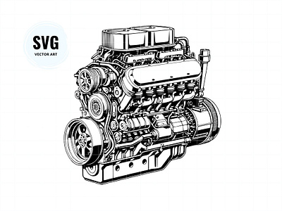 Engine 12 cylinder engine car engine engine decal engine svg vector art