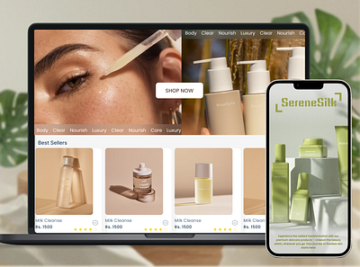 'Serene Silk' Skincare Products Application uiux