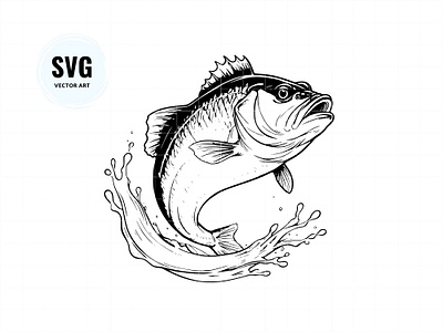 Bass Fish bass fish svg fish clipart fish decal fish vector art illustration logo vector drawing