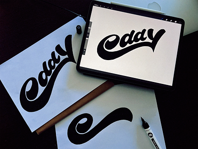 eddy branding calligraphy custom design flow graphic design identity ipad lettering logo mark process script sketching type unique
