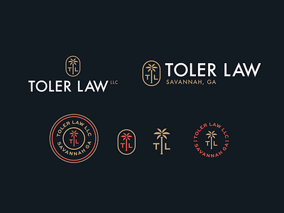 TL Law Logos Seals Concepts branding design firm geometric graphic design icon insurance law logo mark palm tree seal set vector