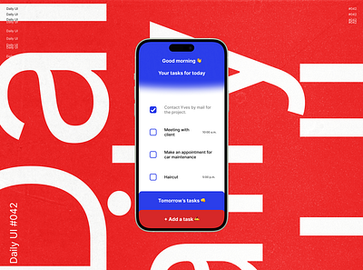 Daily UI 042 - To-Do List or Manager 42 app application blue branding challenge daily dailyui dailyuichallenge design do graphic inter list red to todo todolist ui ux