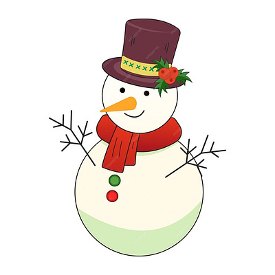 Snowman isolated on white background cute vector illustration snowman hat snowman vector