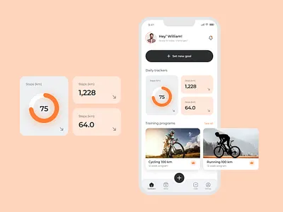 Fitness Tracker app bodybuilding app calorie tracker clean app design clean ui cycling app fitness app fitness app design goals tracker goals tracking app good app health app health checkups app health monitoring app health website healthy app hospitality training programs app workout app workout tracker app workout tracking app