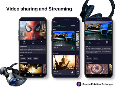 Video Sharing and Streaming with Figma Screen Rotation Prototype app design figma prototype streaming ui ux video