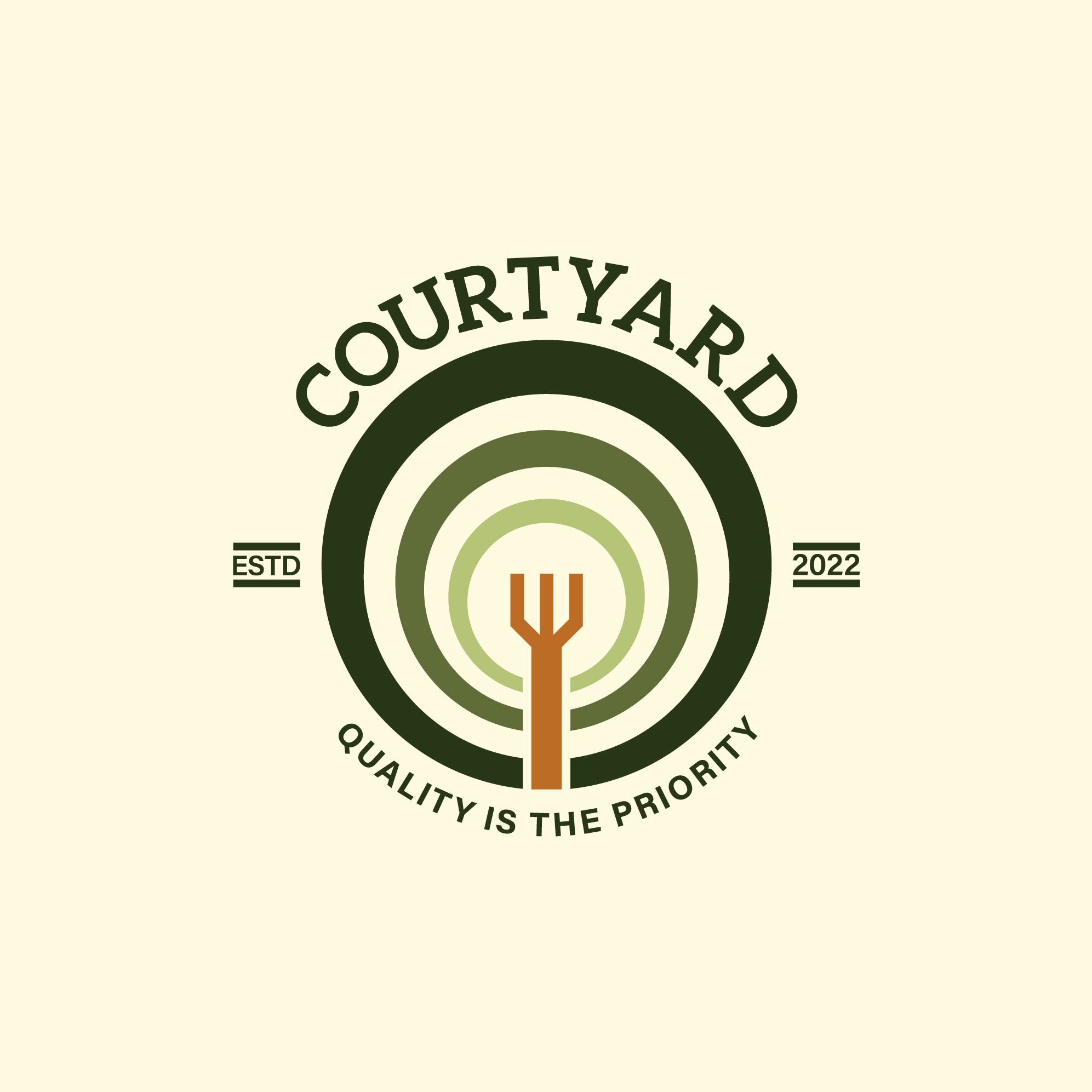 COURTYARD - Logo Design badge logo branding creative creative logo design flat food food logo graphic design logo minimal minimal badge minimal logo restaurant logo unused logo vector