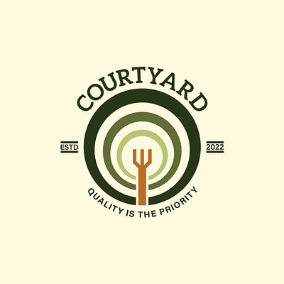 COURTYARD - Logo Design badge logo branding creative creative logo design flat food food logo graphic design logo minimal minimal badge minimal logo restaurant logo unused logo vector