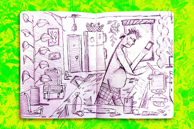 Sketchbook: Kitchen andrew haener drawing funny green haener house illustration illustrator lifestyle sketchbook weird