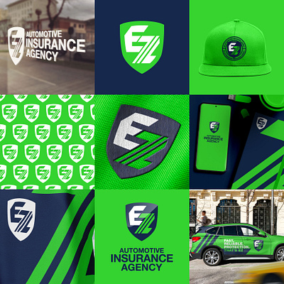 Auto Insurance Branding auto auto insurance automotive badge branding design ez graphic design insurance logo logo design merchandise shield