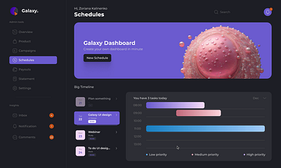 Dashboard Schedule Page animation app design ui ux