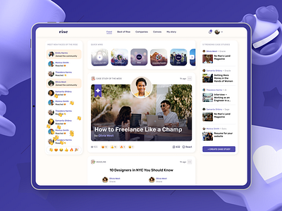 Rise — Professional network for stand out and get hired app interface network product social ui ux web