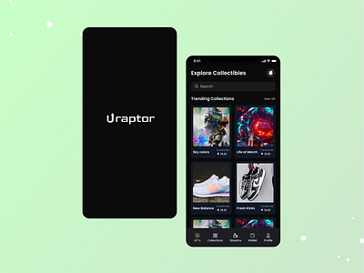 Uraptor NFT Wallet App Design app clean crypto cryptoart dappdesign design interactivenft mobile app mobile app design nft wallet nftplatfor ui uiux ux wallet web3design