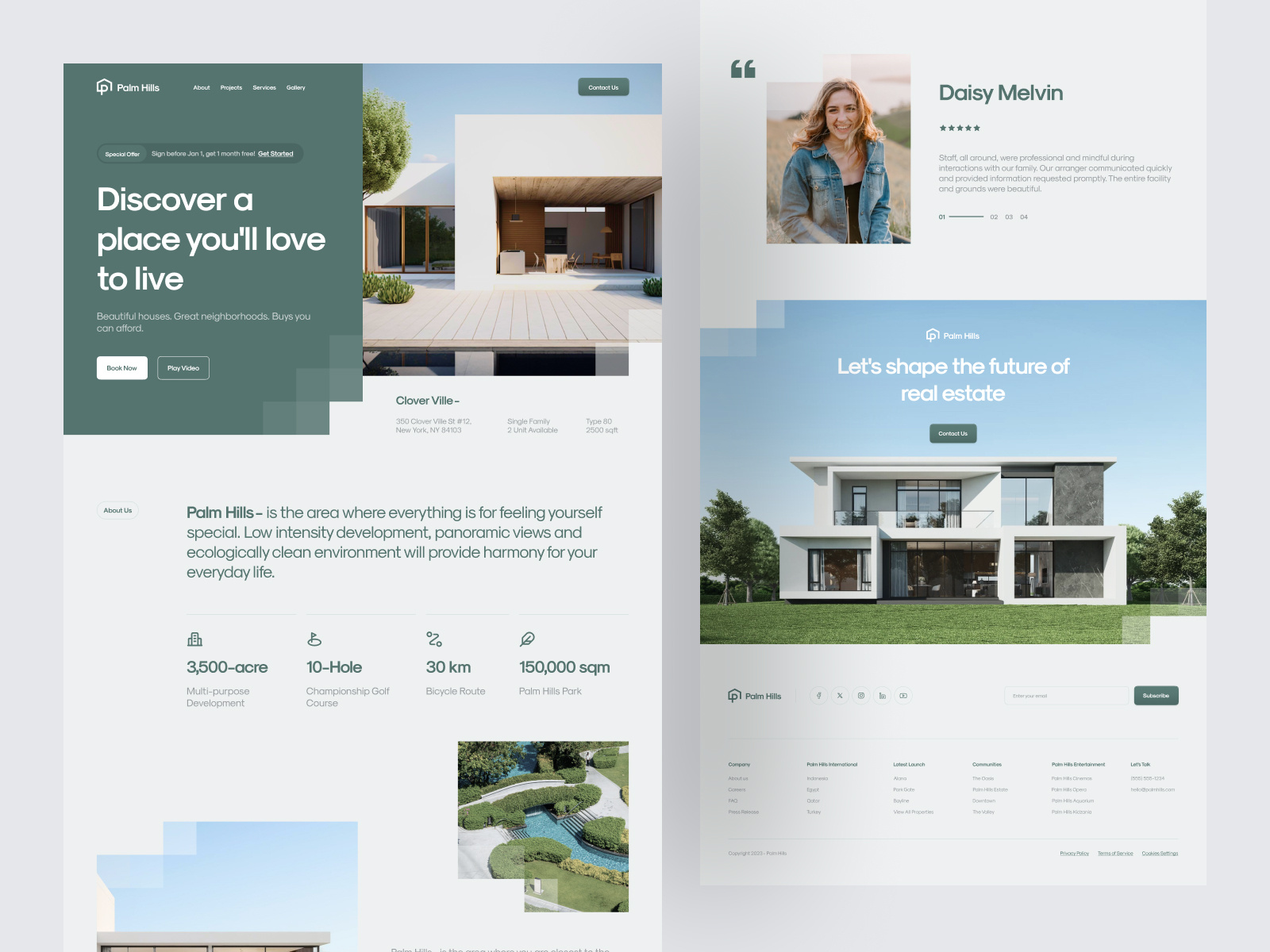Palm Hills - Real Estate Landing Page agency apartment architecture clean home house landing page property property website real estate real estate agency real estate website rent residence ui ux web web design website
