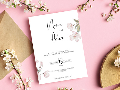 Cherry blossom Wedding Invitation Card floral wedding card wedding card wedding invitation card