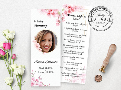Floral Funeral Bookmark funeral bookmark funeral design