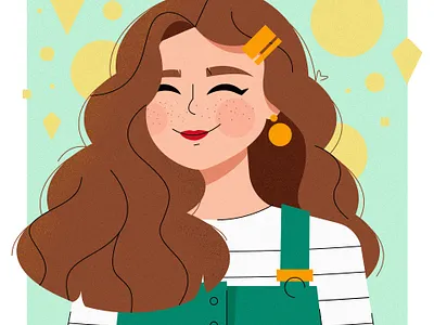 DTIYS - Roché Woodworth adobe brunette design flat design flat illustration fluffy hair girl hair iconography illustration texture vector