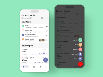Fitness App Mobile App Concept - WIP #2 application card clean concept design fitness health interface lifestyle minimal mobile mobile app progress ui ux wip